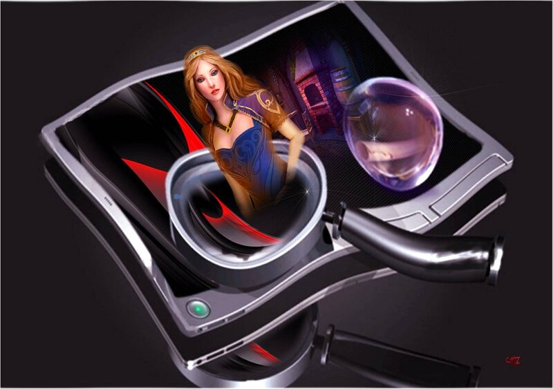 Woman on Digital Screen