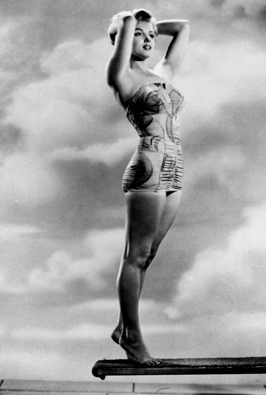 Woman on diving board