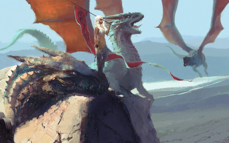 Woman on Dragon — Gray