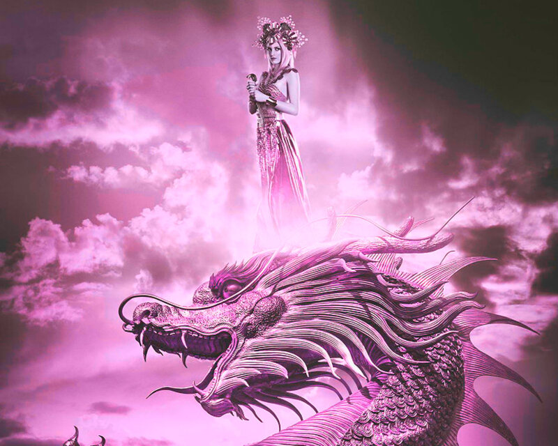Woman on Dragon — Pink
