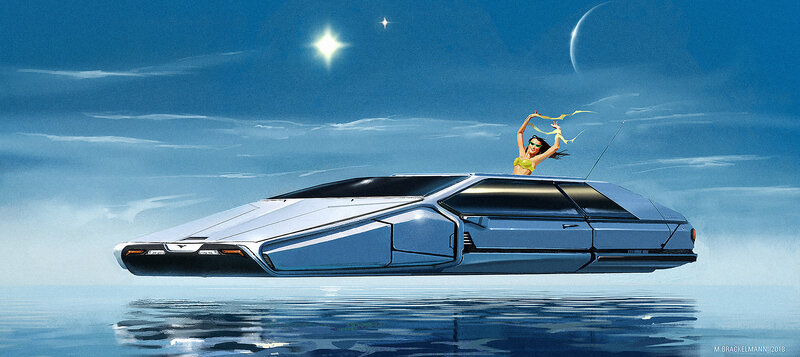 Woman on Flying Car