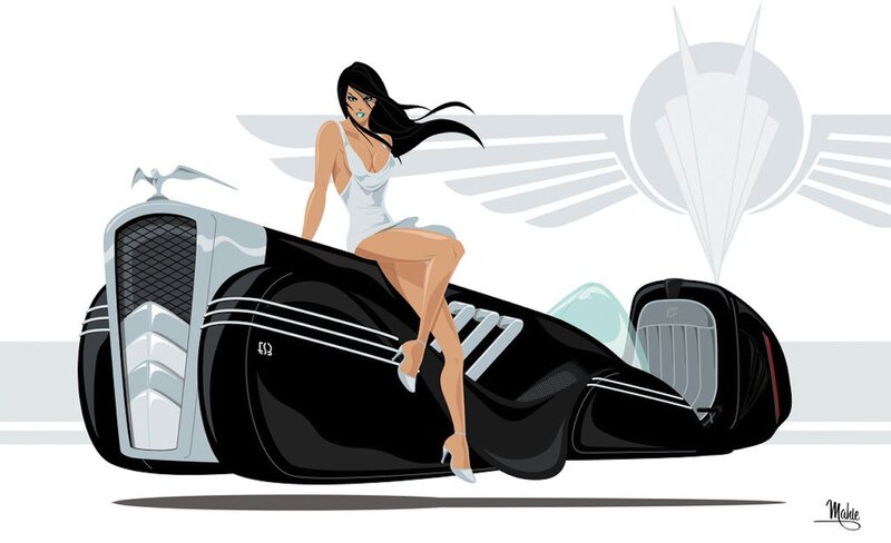 Woman on Futuristic Car