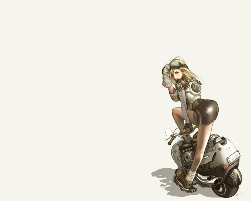 woman on futuristic scooter