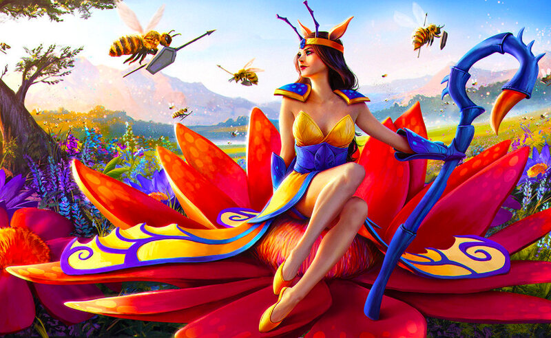 Woman on Giant Flower — Red