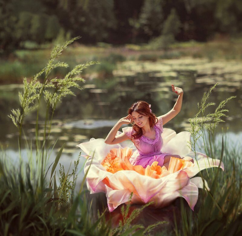 Woman on Giant Flower
