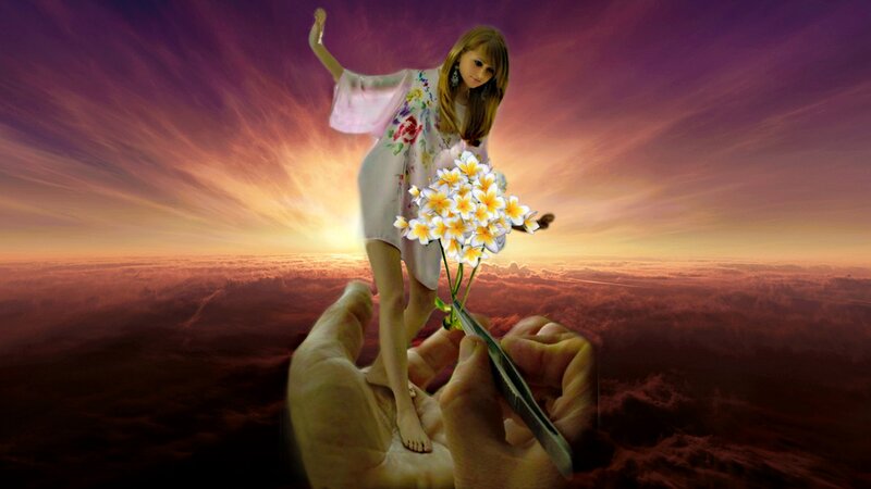 Woman on Giant Hand