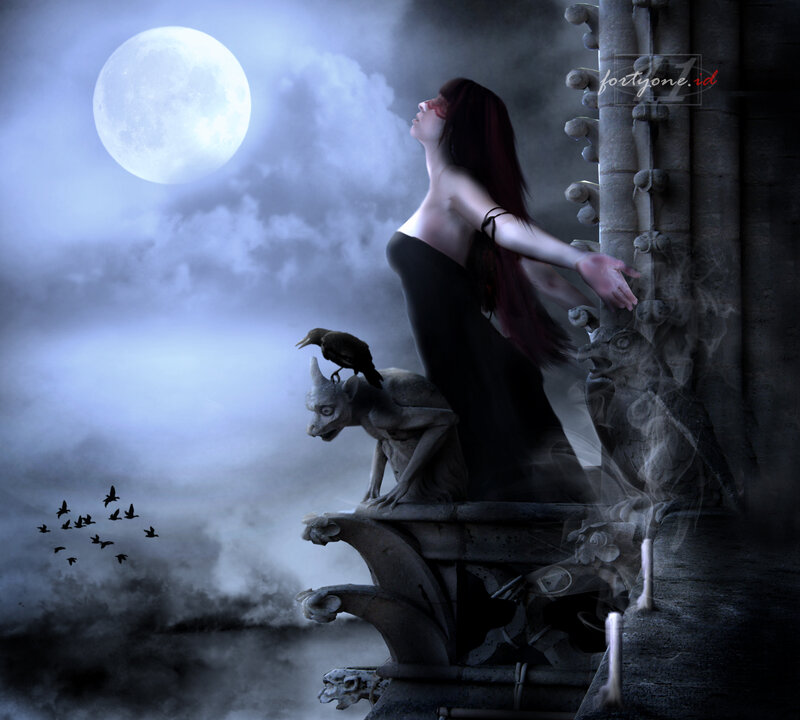 Woman on Gothic Balcony