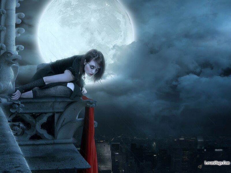 Woman on Gothic Structure