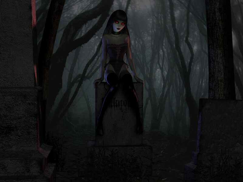 Woman on Gravestone