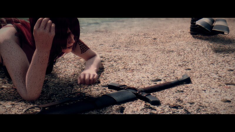 Woman on Ground with Sword