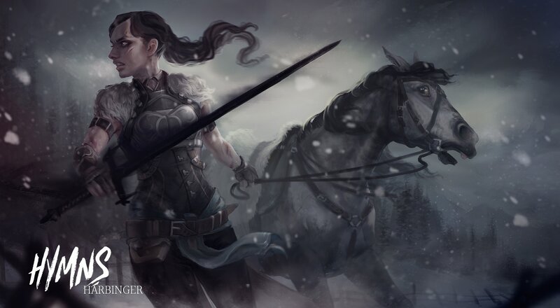 Woman on Horse in Snow — Gray