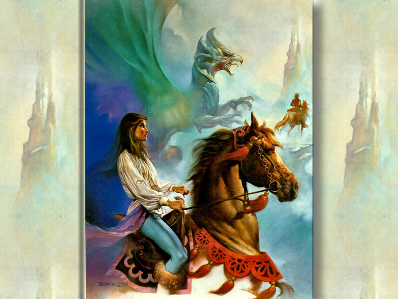 Woman on Horse with Dragon