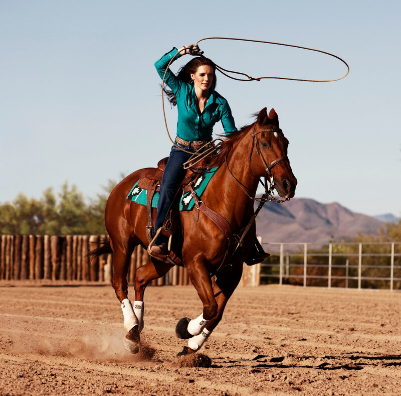 Woman on Horse with Lasso