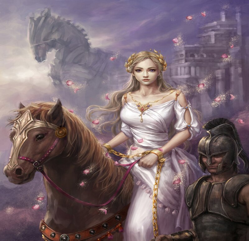 Woman on Horse with Soldier