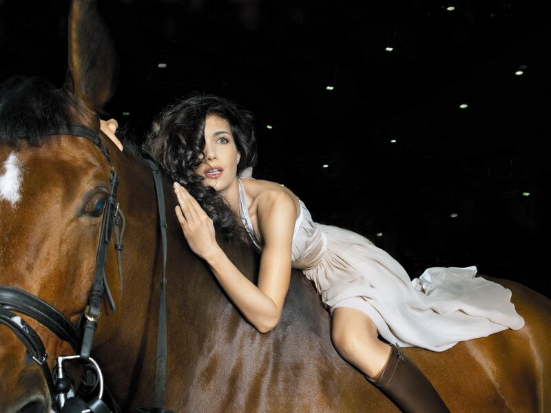 Woman on Horseback — Brown, Dramatic, Night