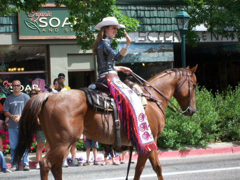 Woman on Horseback — Brown, Festive