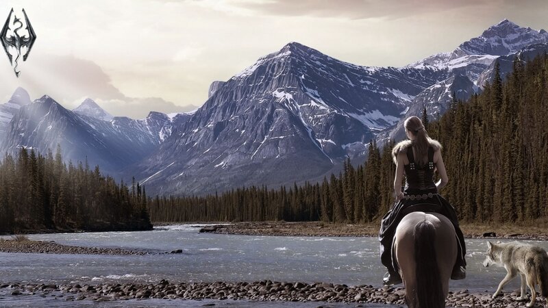 Woman on Horseback — Gray, Serene, Afternoon, Digital Art