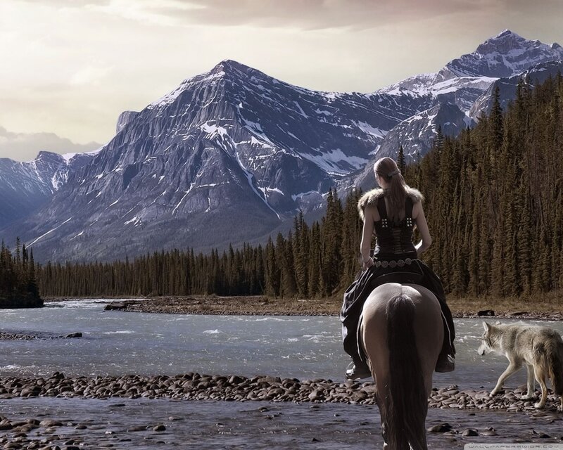 Woman on Horseback — Gray, Serene