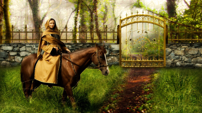 Woman on Horseback — Green, Serene