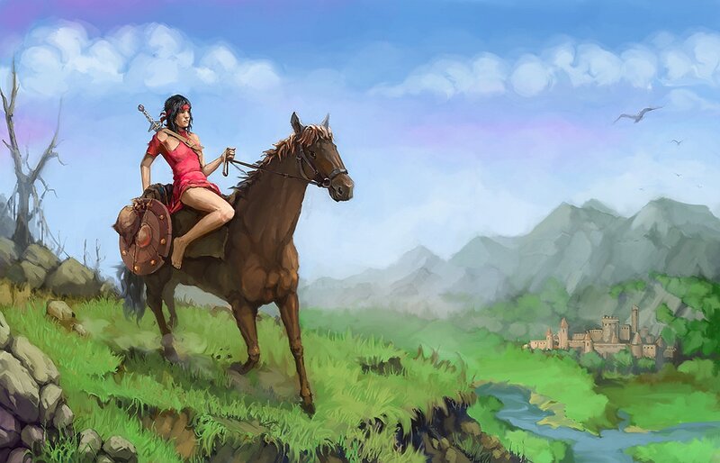 Woman on Horseback — Green