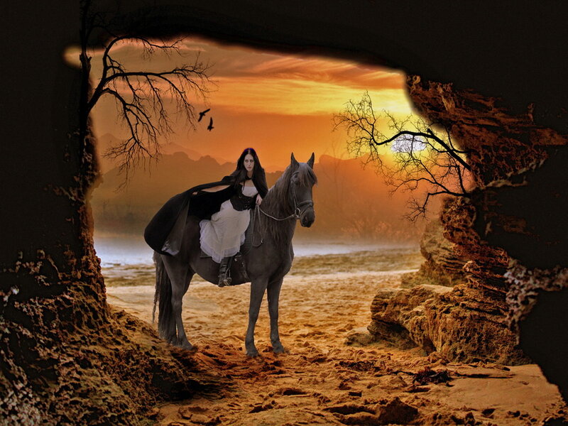 Woman on Horseback — Orange