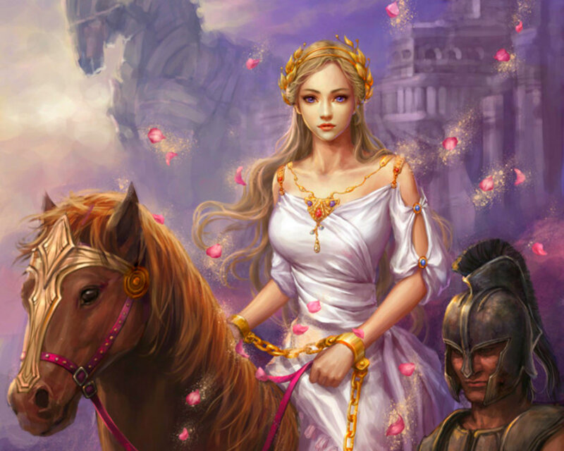Woman on Horseback — Purple, Dramatic