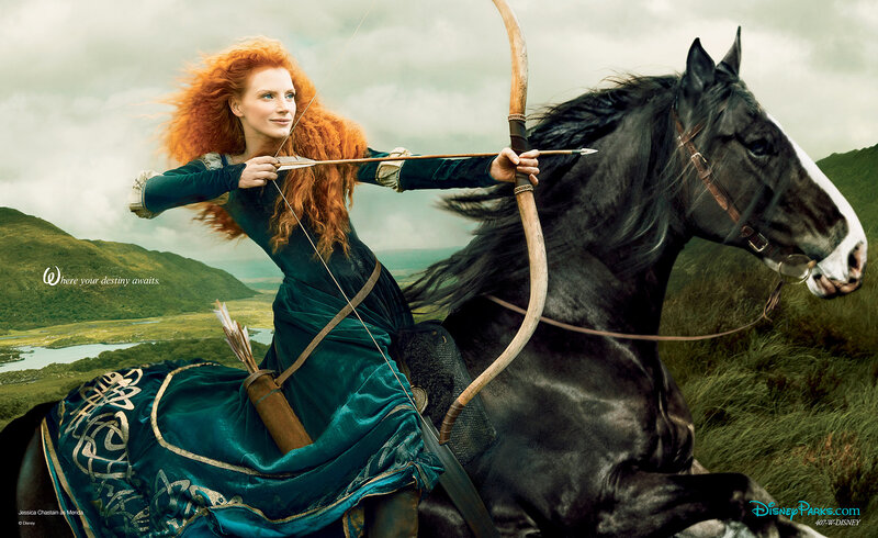 Woman on Horseback with Bow — Green