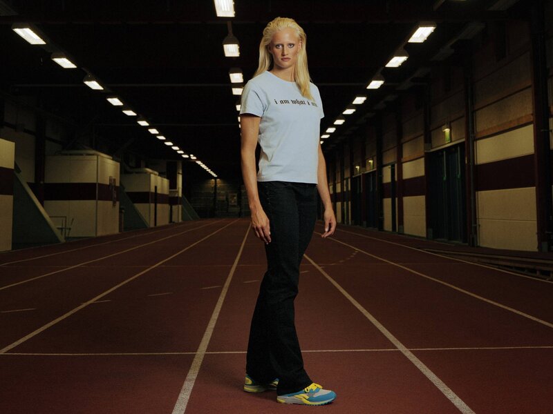 woman on indoor track