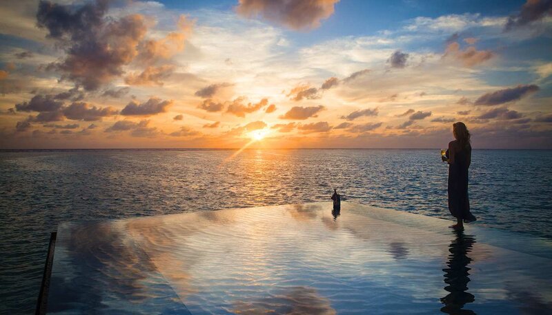 Woman on Infinity Pool — Blue