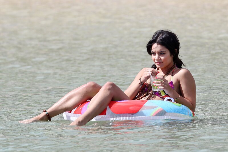 Woman on inflatable in water