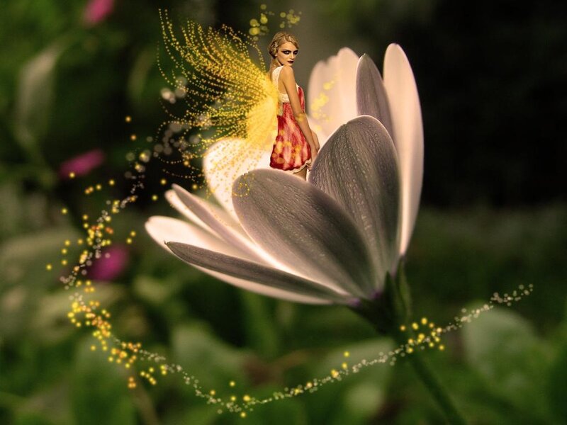 Woman on Large Flower