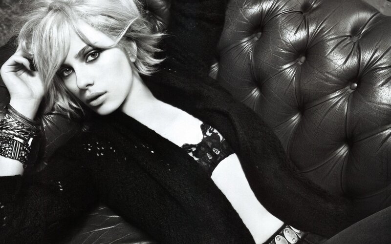woman on leather couch