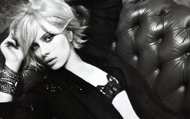 woman on leather couch