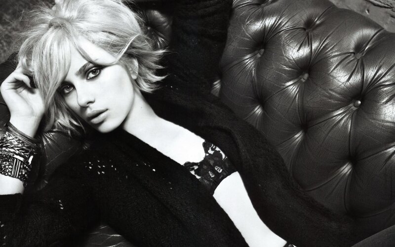 woman on leather couch