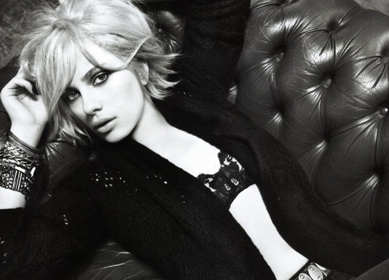 woman on leather couch