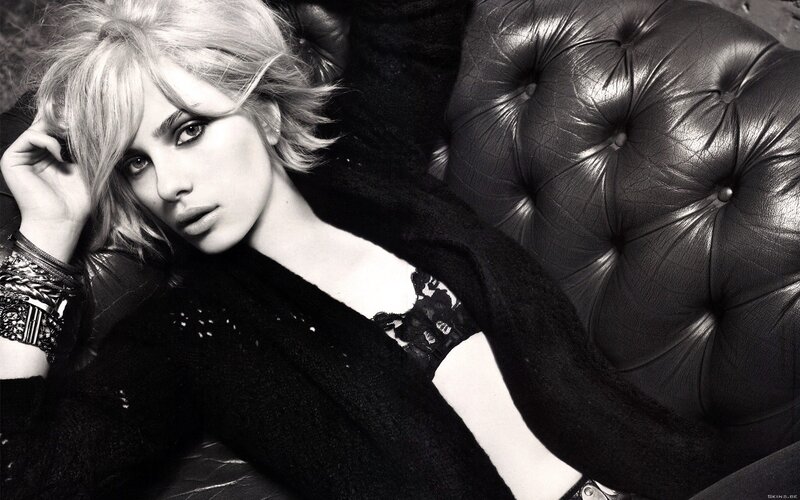 Woman on Leather Couch — Black, Dramatic, Photograph, Leather Couch, Black Sweater