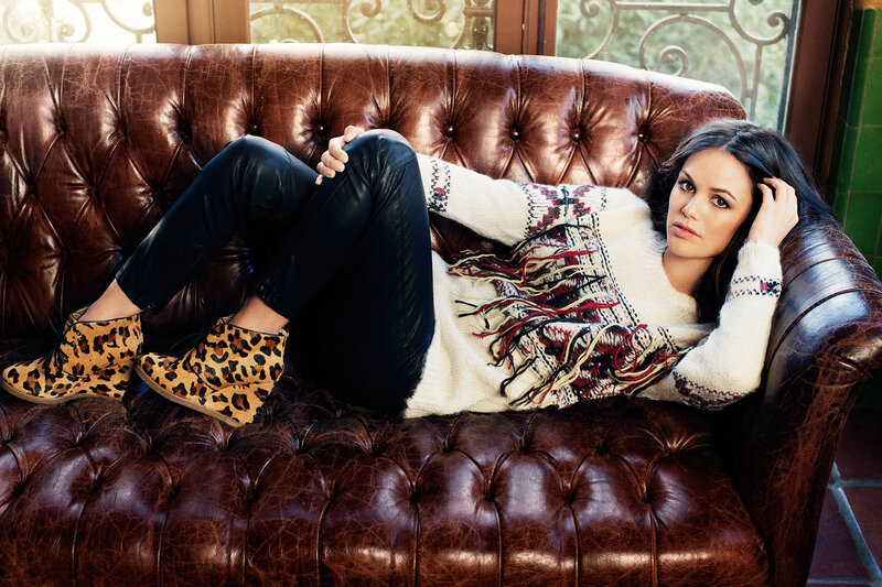 Woman on Leather Couch — Brown, Relaxed, Photograph, Leather Couch