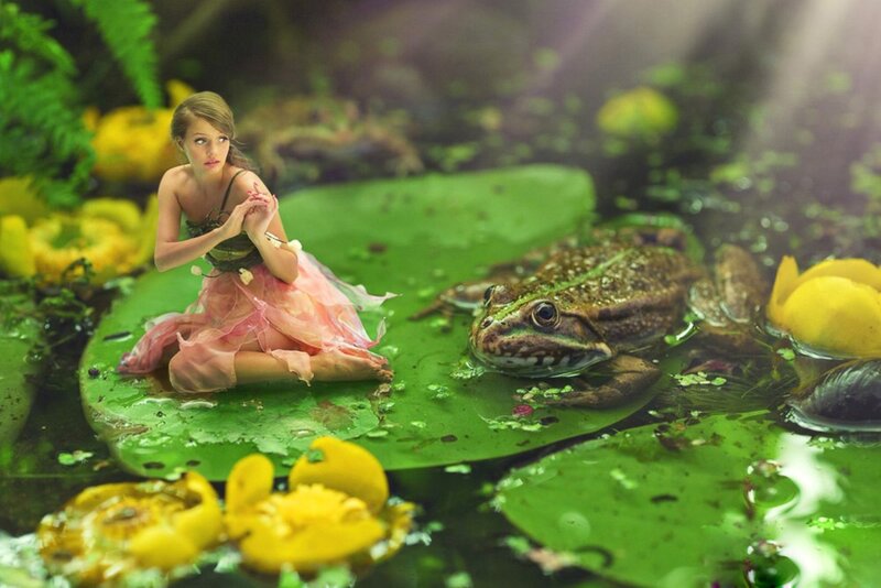 Woman on Lily Pad — Green, Serene