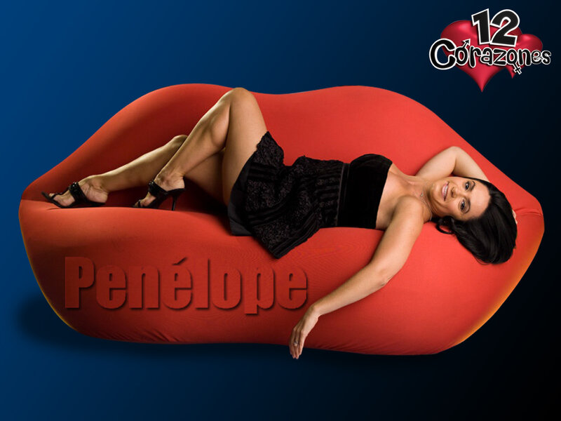 Woman on lip-shaped couch