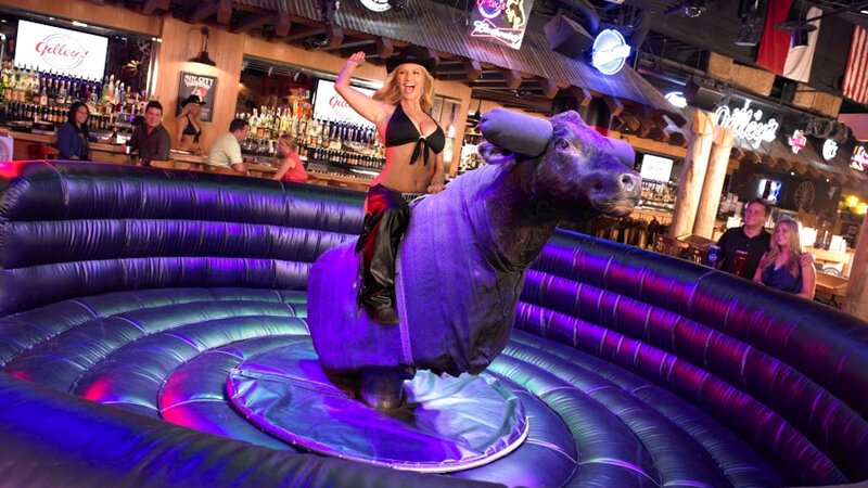 Woman on Mechanical Bull — Purple
