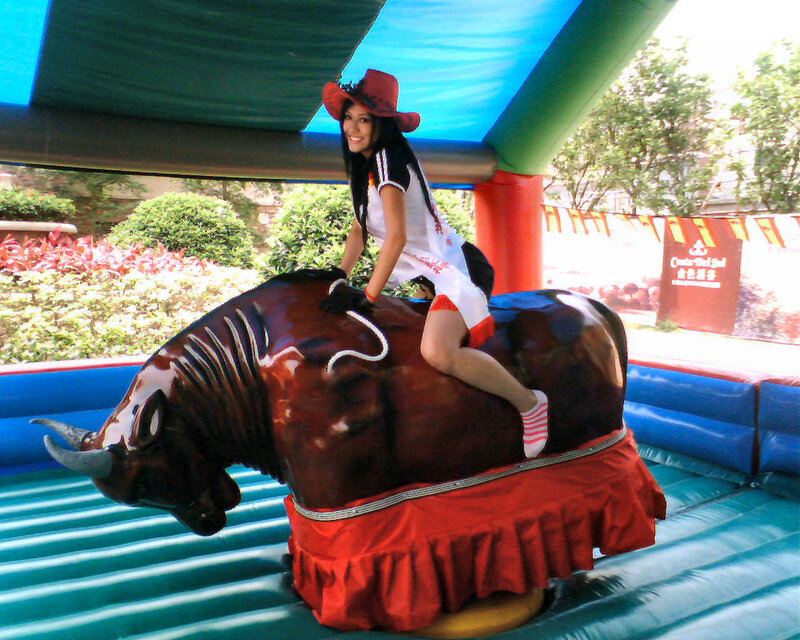 Woman on Mechanical Bull — Red