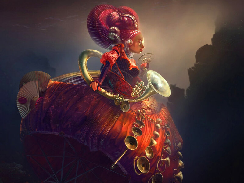 Woman on Mechanical Elephant