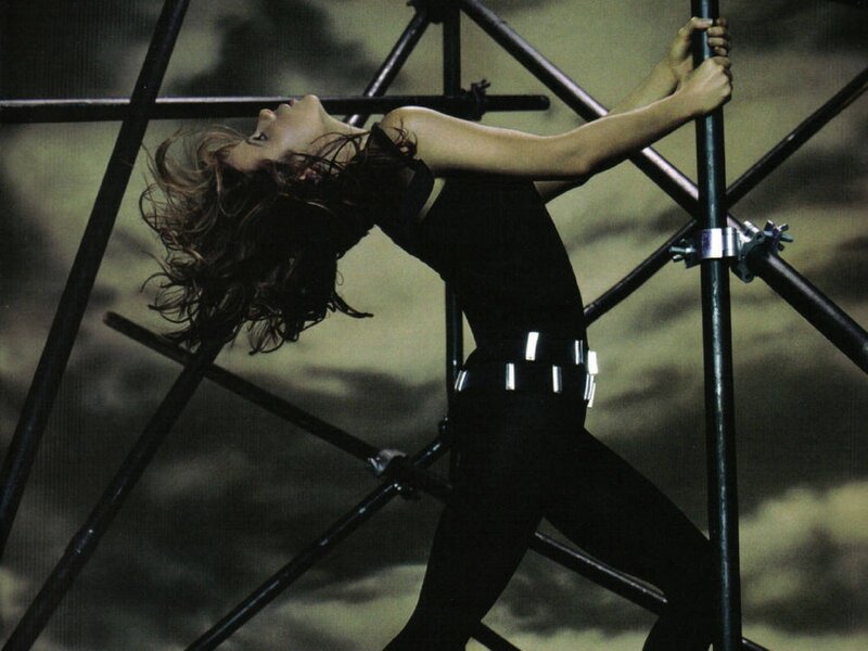 woman on metal structure