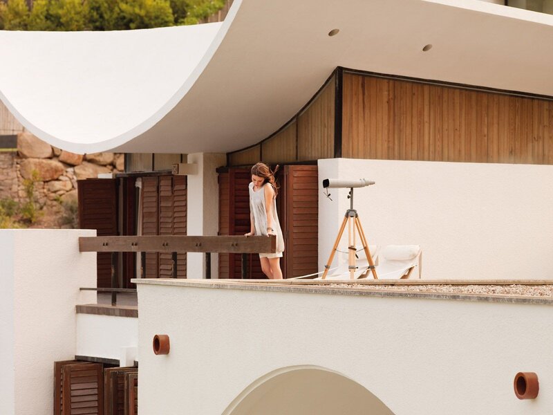 woman on modern balcony
