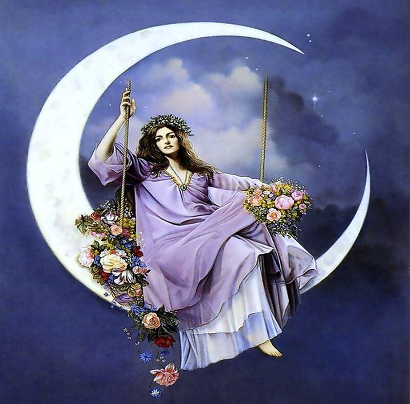 Woman on Moon Swing — Purple