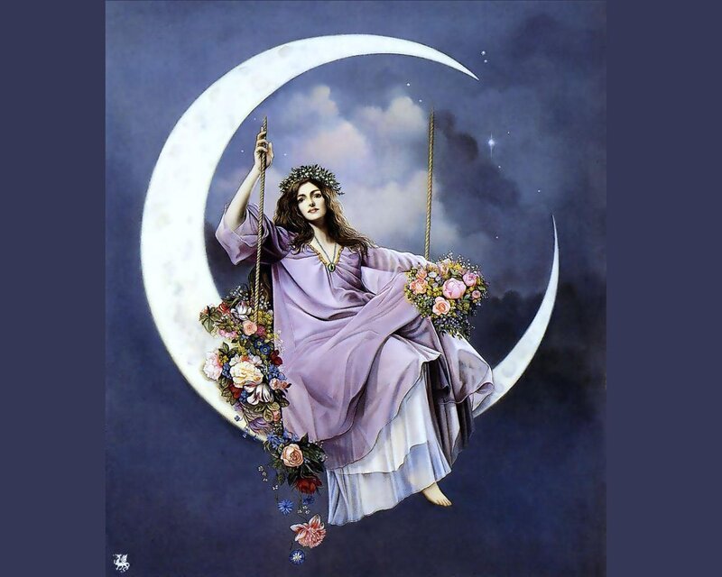 Woman on Moon Swing