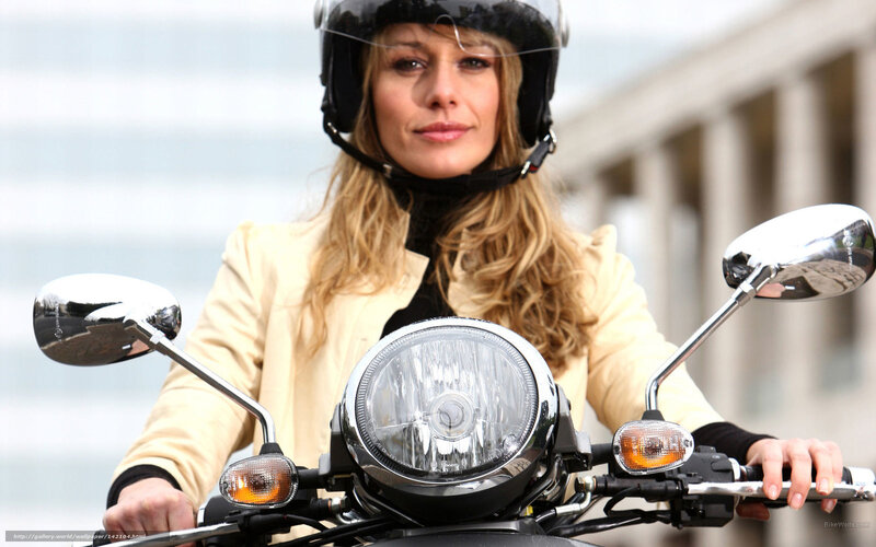Woman on Motorcycle — Beige, Calm