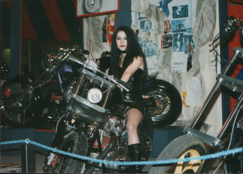 Woman on Motorcycle — Black, Dramatic, Photograph, Black Dress
