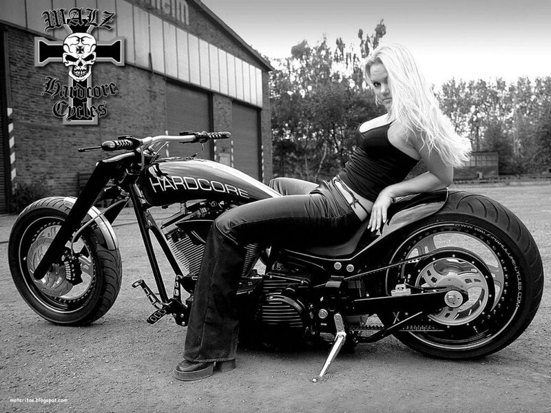 Woman on Motorcycle — Black, Dramatic, Photograph, Building