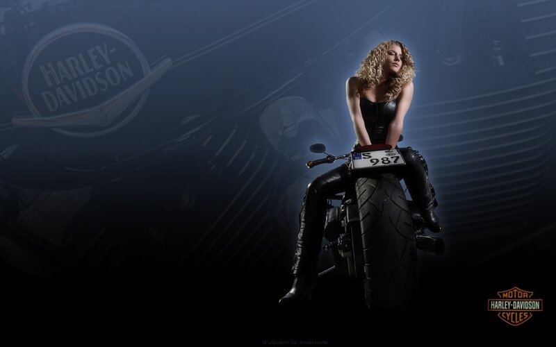 Woman on Motorcycle — Black, Dramatic, Photograph, Curly Hair